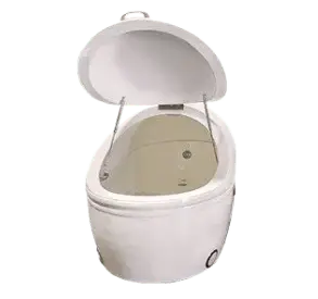 White float tank with open tap