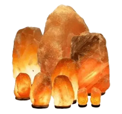 Set of various himalayan salt lamps