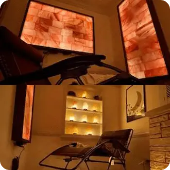Relaxation room with salt wall panels on the walls