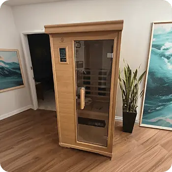 Sauna installed in a bright room