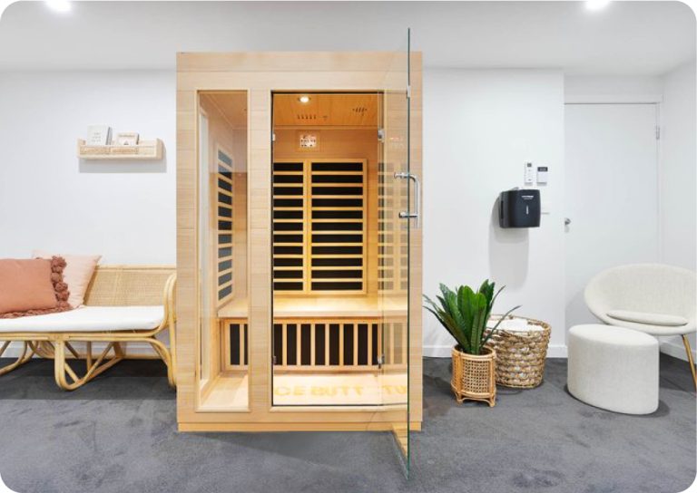 Salt room cabin installed in a bright room