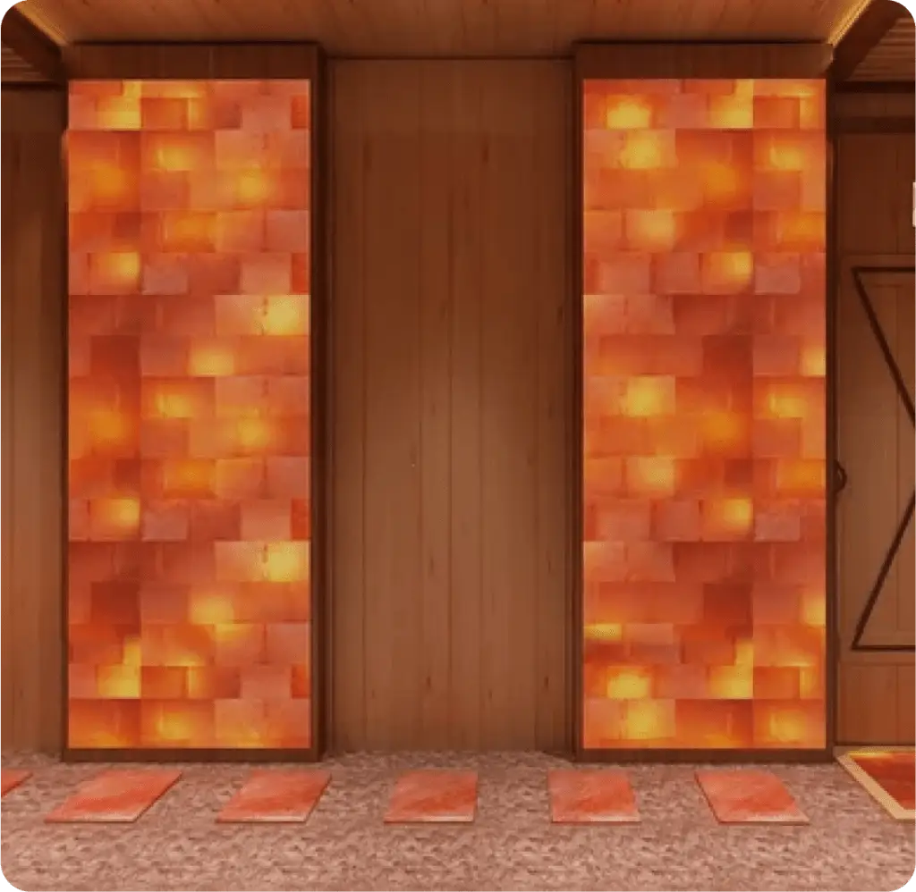 Himalayan salt walls side by side
