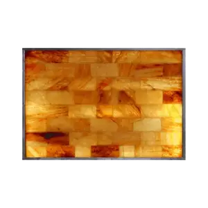 Original 3 foot by 4 foot horizontal Himalayan salt wall panel with LED backlighting by SpiritualQuest, fan-favorite salt wall for spas, wellness centers, and homes