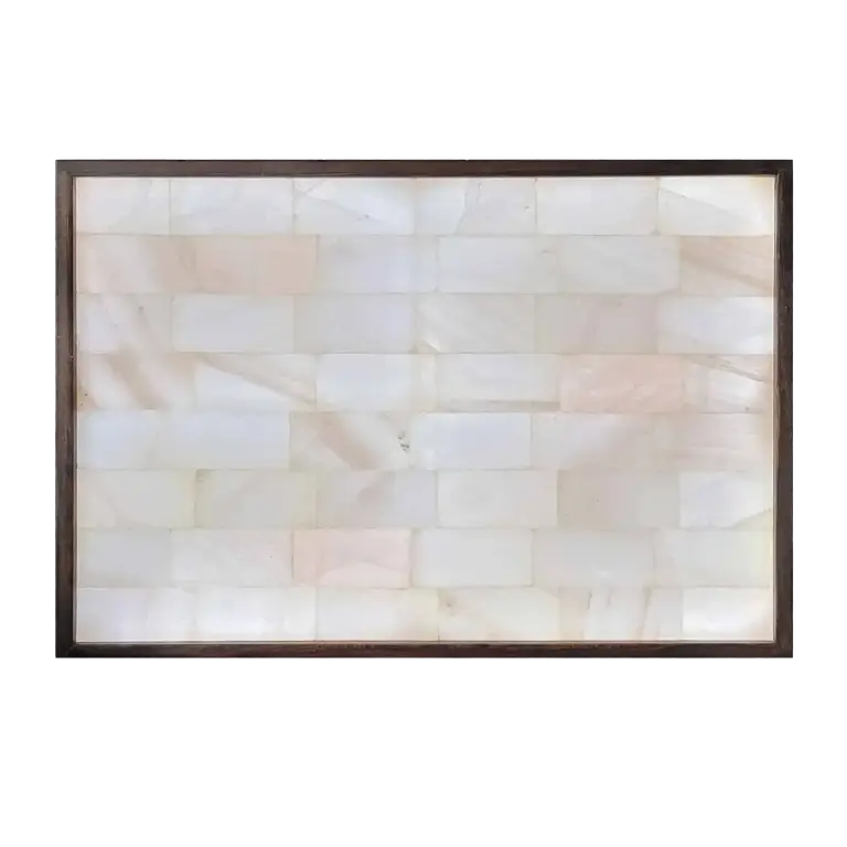 3x4 rare white Himalayan salt brick wall glowing with full spectrum LED in luxury spa