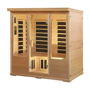 Full spectrum 4 person infrared sauna salt cave with Himalayan salt wall panel for group detox and ion therap
