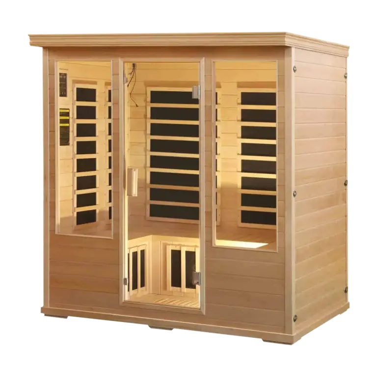 Full spectrum 4 person infrared sauna salt cave with Himalayan salt wall panel for group detox and ion therap