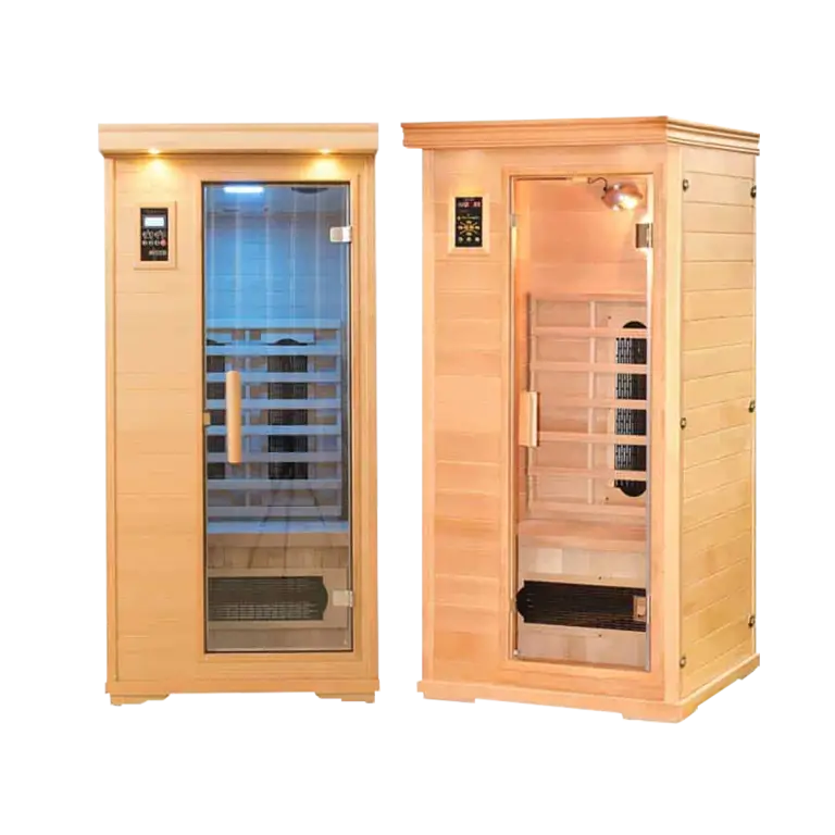 SPA PACK: Two executive single person full spectrum infrared salt cave saunas with salt panels, perfect for home or commercial wellness setups