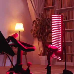 Red light panel mounted on bike