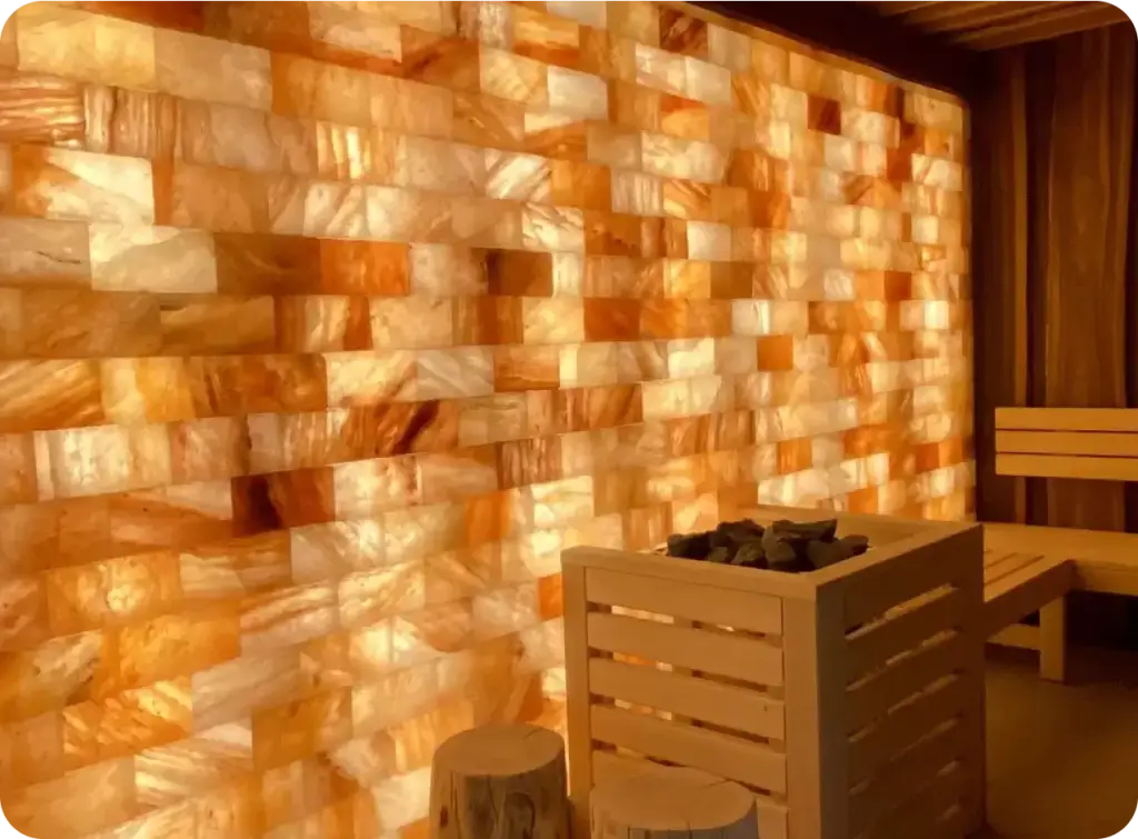 Large salt wall with backlighting
