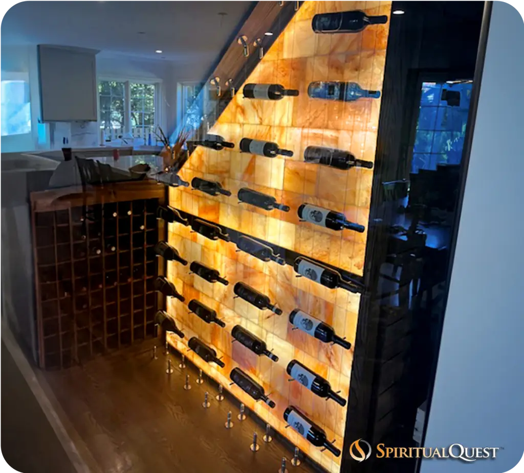 Custom wine cave with himalayan salt bricks