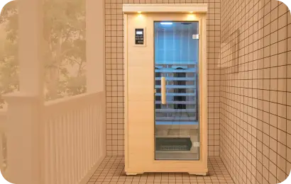 Front view of an infrared sauna
