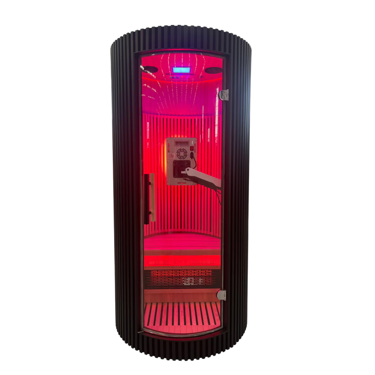 Rocket Sauna luxury full spectrum infrared sauna with professional-grade red light therapy panels and mobile app controls for enhanced wellness