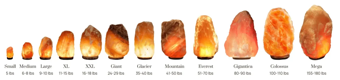 Set of himalayan salt lamps in multiple sizes